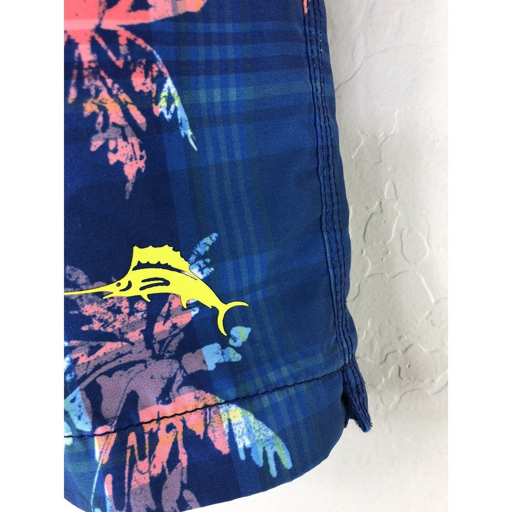 TOMMY BAHAMA Mens 31 Boardshorts Blue Tropical Zipper Front - Picture 6 of 9